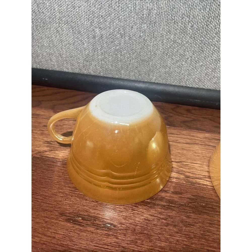 Vintage Fire King Anchor Hocking Peach Luster Cup and 5 Inch Bowl